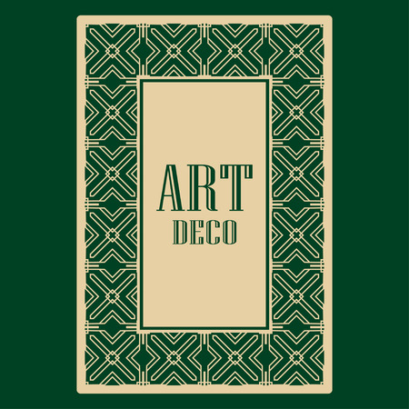 Art deco border and frame. Creative template in style of 1920s for your design. Vector illustration.のイラスト素材