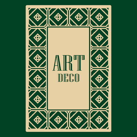 Art deco border and frame. Creative template in style of 1920s for your design. Vector illustration.のイラスト素材