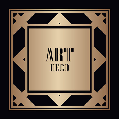 Vintage retro style invitation in Art Deco. Art deco border and frame. Creative template in style of 1920s.のイラスト素材