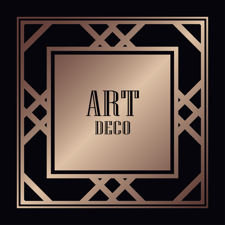 Art deco border and frame. Creative template in style of 1920s for your design. Vector illustration. EPS 10のイラスト素材