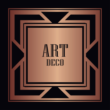 Art deco border and frame. Creative template in style of 1920s for your design.のイラスト素材