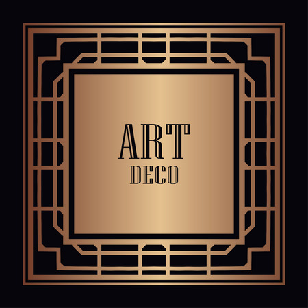 Vintage retro style invitation in Art Deco. Art deco border and frame. Creative template in style of 1920s.のイラスト素材