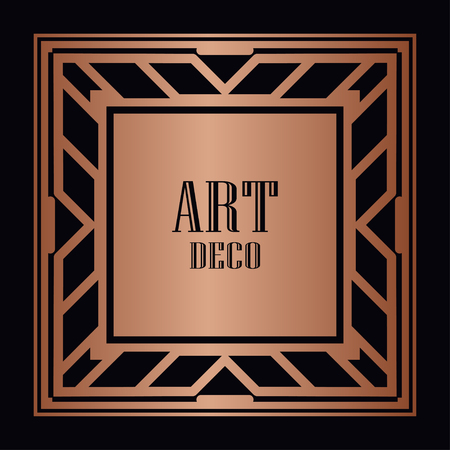 Vintage retro style invitation in Art Deco. Art deco border and frame. Creative template in style of 1920s.のイラスト素材