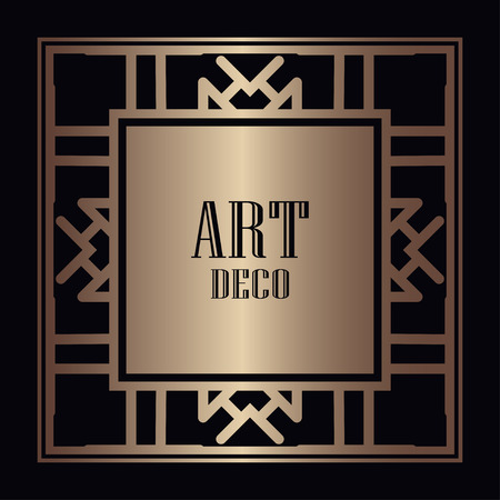 Vintage retro style invitation in Art Deco. Art deco border and frame. Creative template in style of 1920s.のイラスト素材
