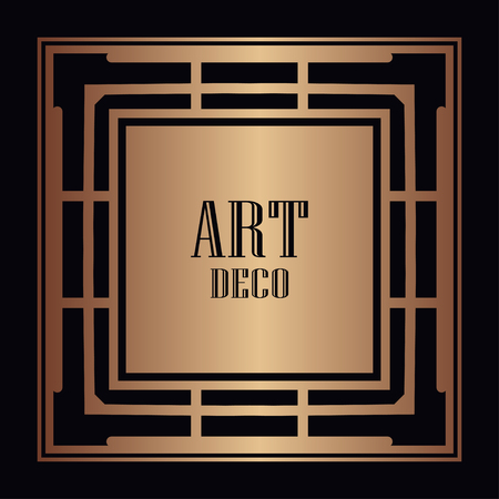 Vintage retro style invitation in Art Deco. Art deco border and frame. Creative template in style of 1920s.のイラスト素材