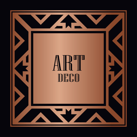 Vintage retro style invitation in Art Deco. Art deco border and frame. Creative template in style of 1920s.のイラスト素材