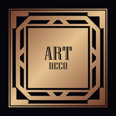 Vintage retro style invitation in Art Deco. Art deco border and frame. Creative template in style of 1920s.のイラスト素材