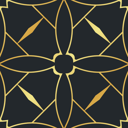 Retro seamless art deco vintage pattern. Geometric ornamental vintage texture for wrapping paper, wallpapers, tiling, flooring, fabric, textile and other designs. Vector illustration with decorative repeating geometric ornament.のイラスト素材