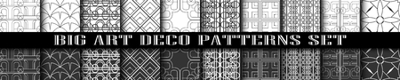 Vintage ornamental art deco retro seamless backgrounds and textures set . Vector illustration in this collection can be used for wrapping paper, wallpapers, tiling, flooring, fabric, textile and other designs .のイラスト素材