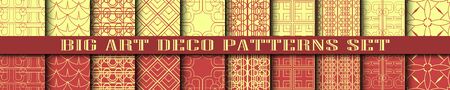 Vector modern tiles patterns collection. Set of abstract art deco seamless monochrome backgroundsのイラスト素材