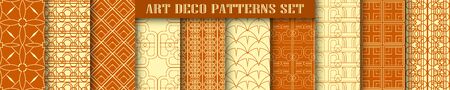 Vector modern tiles patterns collection. Set of abstract art deco seamless monochrome backgroundsのイラスト素材