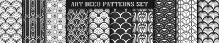 Vintage ornamental art deco retro seamless backgrounds and textures set . Vector illustrations in this collection can be used for wrapping paper, wallpapers, tiling, flooring, fabric, textileのイラスト素材