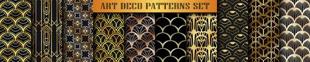 Vintage ornamental art deco retro seamless backgrounds and textures set . Vector illustrations in this collection can be used for wrapping paper, wallpapers, tiling, flooring, fabric, textileのイラスト素材