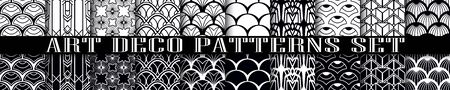 Vintage ornamental art deco retro seamless backgrounds and textures set . Vector illustrations in this collection can be used for wrapping paper, wallpapers, tiling, flooring, fabric, textileのイラスト素材