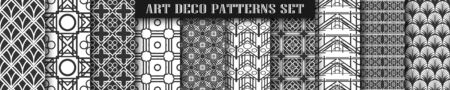 Vintage ornamental art deco retro seamless backgrounds and textures set . Vector illustrations in this collection can be used for wrapping paper, wallpapers, tiling, flooring, fabric, textileのイラスト素材