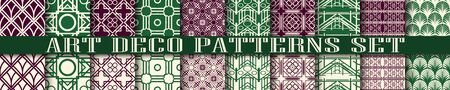 Vintage ornamental art deco retro seamless backgrounds and textures set . Vector illustrations in this collection can be used for wrapping paper, wallpapers, tiling, flooring, fabric, textileのイラスト素材