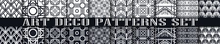 Vintage ornamental art deco retro seamless backgrounds and textures set . Vector illustrations in this collection can be used for wrapping paper, wallpapers, tiling, flooring, fabric, textileのイラスト素材