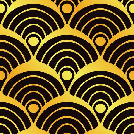 Vintage ornamental art deco retro seamless background and texture. Vector illustration can be used for wrapping paper, wallpapers, tiling, flooring, fabric, textile and other designs.のイラスト素材