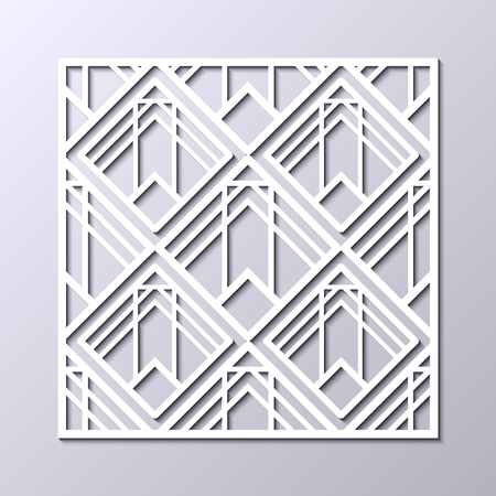Retro art deco vintage pattern. Geometric ornamental white vintage texture on grey background.のイラスト素材
