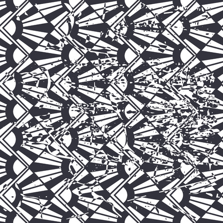 Retro seamless art deco vintage pattern. Geometric ornamental vintage texture with grunge effect.のイラスト素材