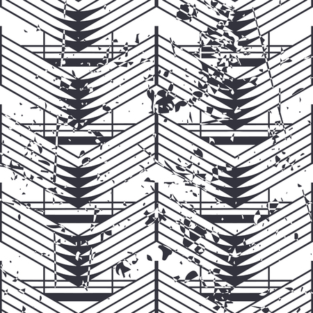 Retro seamless art deco vintage pattern. Geometric ornamental vintage texture with grunge effect.のイラスト素材