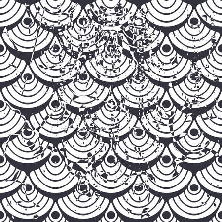 Retro seamless art deco vintage pattern. Geometric ornamental vintage texture with grunge effect.のイラスト素材