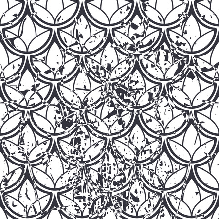 Retro seamless art deco vintage pattern. Geometric ornamental vintage texture with grunge effect.のイラスト素材