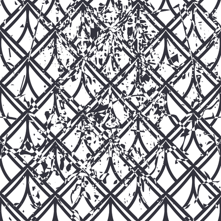 Retro seamless art deco vintage pattern. Geometric ornamental vintage texture with grunge effect.のイラスト素材