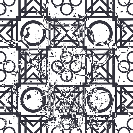 Retro seamless art deco vintage pattern. Geometric ornamental vintage texture with grunge effect.のイラスト素材