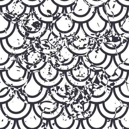 Retro seamless art deco vintage pattern. Geometric ornamental vintage texture with grunge effect.のイラスト素材
