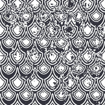 Retro seamless art deco vintage pattern. Geometric ornamental vintage texture with grunge effect.のイラスト素材