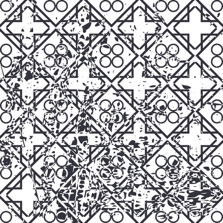 Retro seamless art deco vintage pattern. Geometric ornamental vintage texture with grunge effect.のイラスト素材