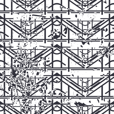 Retro seamless art deco vintage pattern. Geometric ornamental vintage texture with grunge effect.のイラスト素材