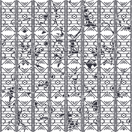 Retro seamless art deco vintage pattern. Geometric ornamental vintage texture with grunge effect.のイラスト素材