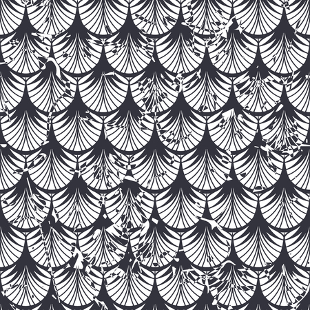 Retro seamless art deco vintage pattern. Geometric ornamental vintage texture with grunge effect.のイラスト素材