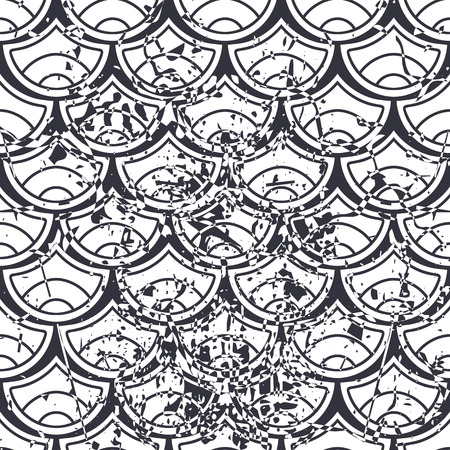 Retro seamless art deco vintage pattern. Geometric ornamental vintage texture with grunge effect.のイラスト素材