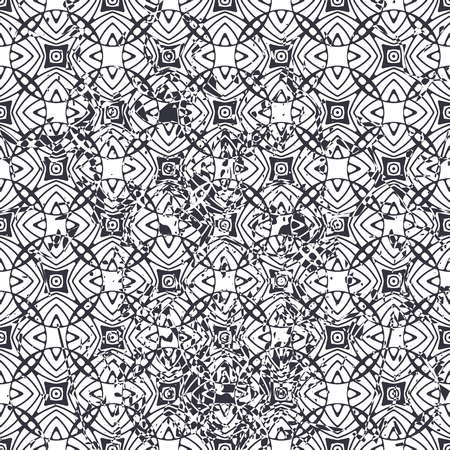 Retro seamless art deco vintage pattern. Geometric ornamental vintage texture with grunge effect.のイラスト素材