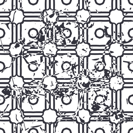 Retro seamless art deco vintage pattern. Geometric ornamental vintage texture with grunge effect.のイラスト素材