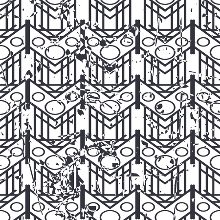 Retro seamless art deco vintage pattern. Geometric ornamental vintage texture with grunge effect.のイラスト素材