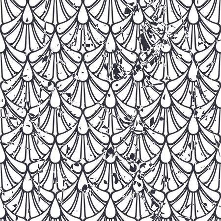 Vector modern geometric tile pattern with grunge effect. Abstract art deco retro vintage background.のイラスト素材