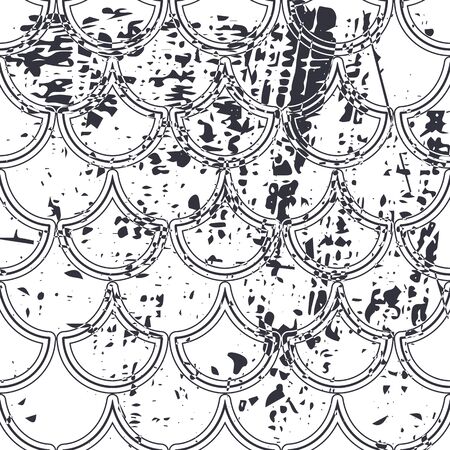 Vector modern geometric tile pattern with grunge effect. Abstract art deco retro vintage background.のイラスト素材
