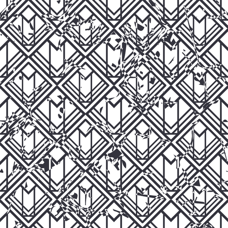 Retro seamless art deco vintage pattern. Geometric ornamental vintage texture with grunge effect.のイラスト素材