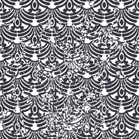 Vector modern geometric tile pattern with grunge effect. Abstract art deco retro vintage background.のイラスト素材