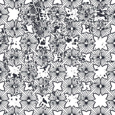 Retro seamless art deco vintage pattern. Geometric ornamental vintage texture with grunge effect.のイラスト素材