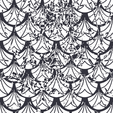 Retro seamless art deco vintage pattern. Geometric ornamental vintage texture with grunge effect.のイラスト素材