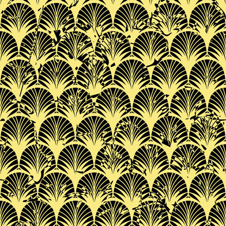 Vector modern geometric tile pattern with grunge effect. Abstract art deco retro vintage background.のイラスト素材