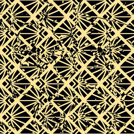 Vector modern geometric tile pattern with grunge effect. Abstract art deco retro vintage background.のイラスト素材