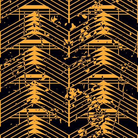 Vector modern geometric tile pattern with grunge effect. Abstract art deco retro vintage background.のイラスト素材