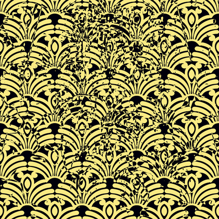 Vector modern geometric tile pattern with grunge effect. Abstract art deco retro vintage background.のイラスト素材