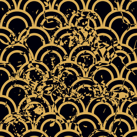 Vector modern geometric tile pattern with grunge effect. Abstract art deco retro vintage background.のイラスト素材